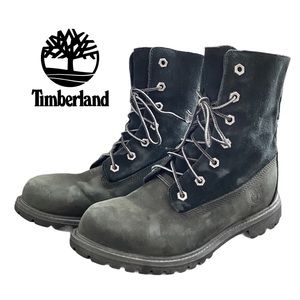 Timberland Black & Grey Teddy Fleece Lace Up Boots